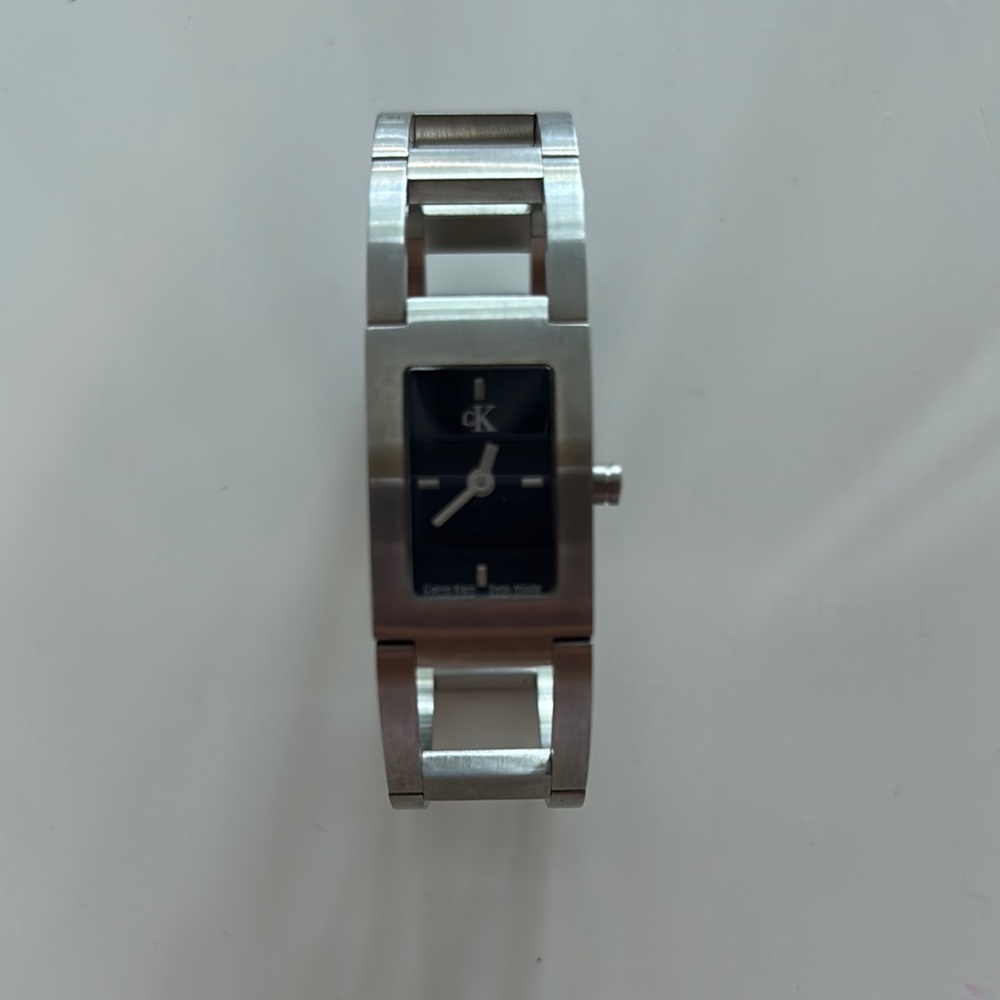 Calvin Klein Men's Silver Watch with Black Dial